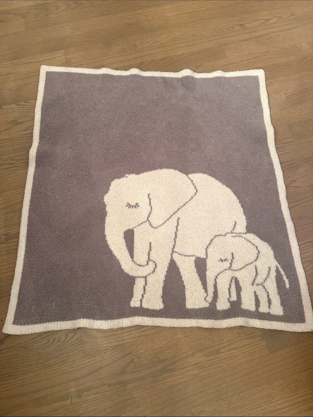 Barefoot Dreams CozyChic "Follow Me" Elephant Baby Blanket (Dove Gray/Cream)